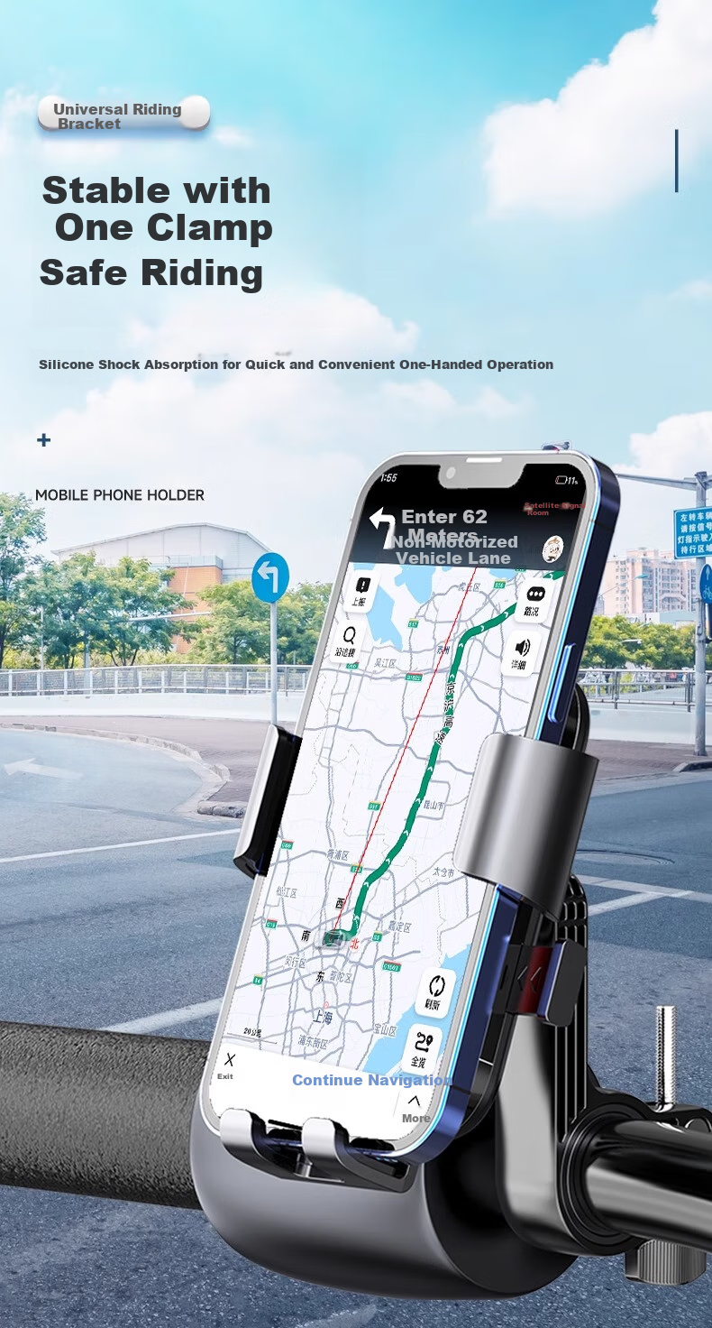Ousen Electric Bike Phone Holder, Bicycle Pedal Motorcycle Delivery Rider Anti-Shock Navigation Rearview Mirror Phone Mount 1