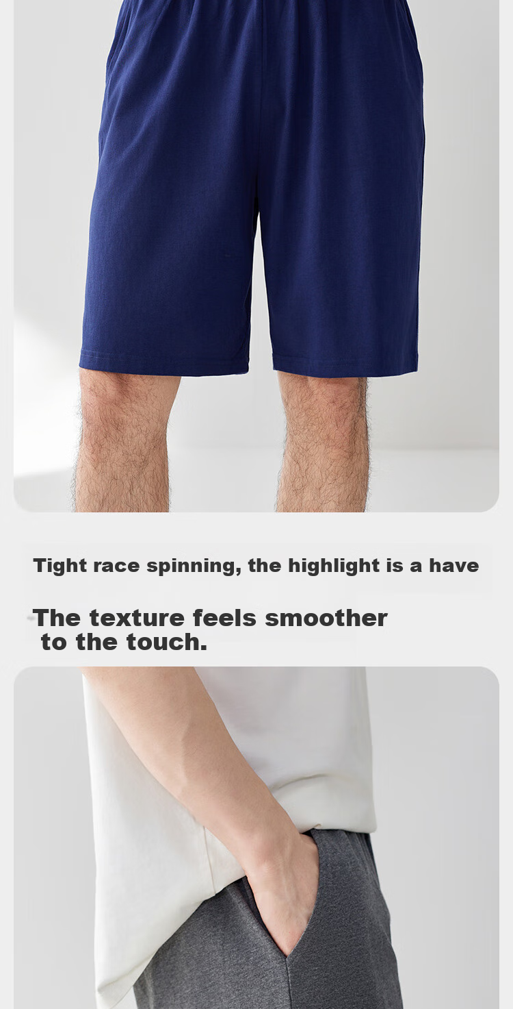 HLA Men's Sleep Shorts, Five-Point Pants, Pure Cotton, Loose And Comfortable, Suitable for Outdoor Wear, Beach Shorts, And Loungewear 6