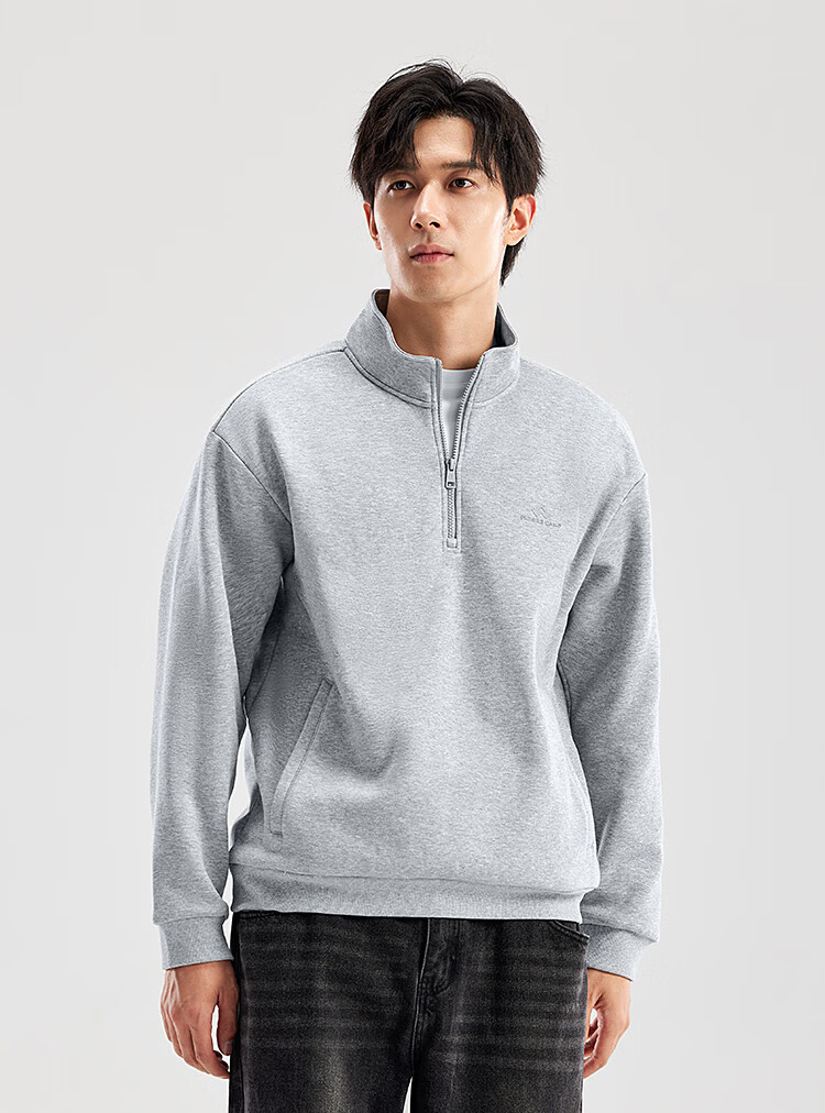 Pioneer Camp Fleece Lined Loose Fit Men's Stand Collar Autumn Winter New Thickened Warm Half-Zip Pullover Jacket 1
