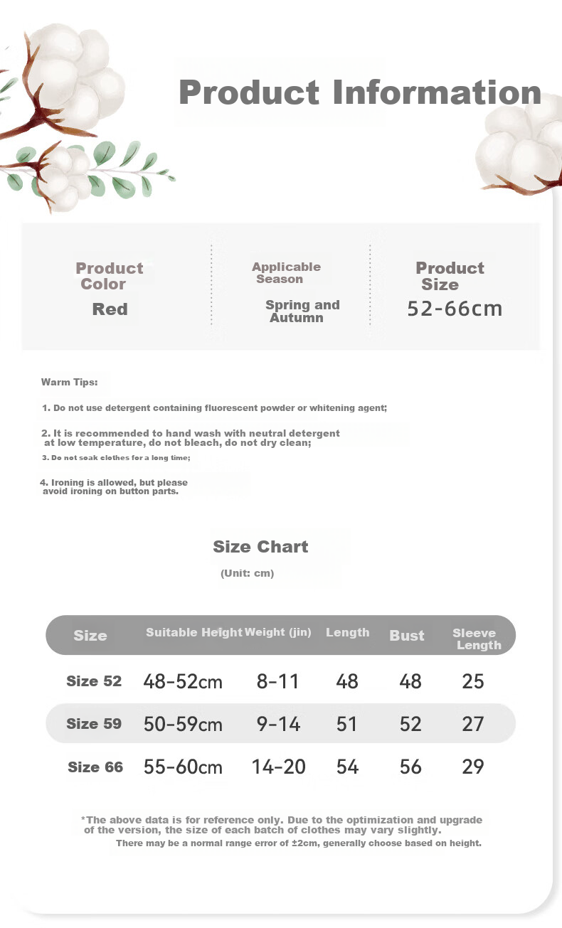 Youqi Newborn Full Moon Onesie, Baby Romper for Spring And Autumn, Pure Cotton Monk-Style Outfit, Crawling Suit, Underwear for Boys And Girls 6