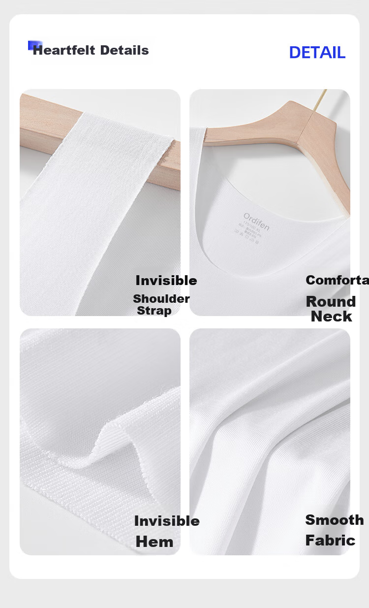 Ordifen [60 Modal] Men's Tank Top, Summer Ice Silk Seamless Thin Sports Undershirt, White, XL 18