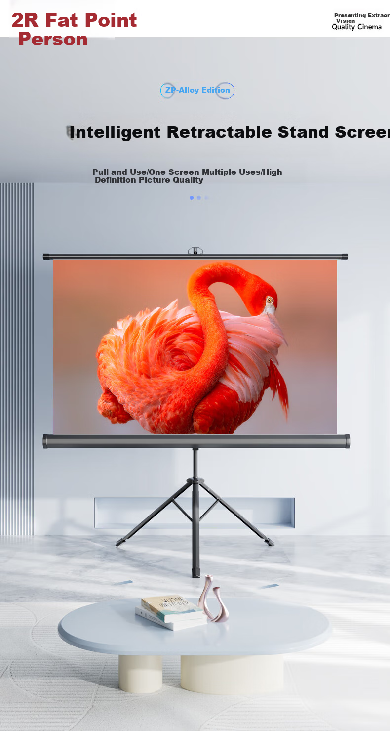 Fat Giant Projection Screen ZP Bracket Screen 120-inch 16:9 No-Drill Wall-Mount Dual-Use Projection Screen Supports HD Home Office Mobile Outdoor Portable Screen 1