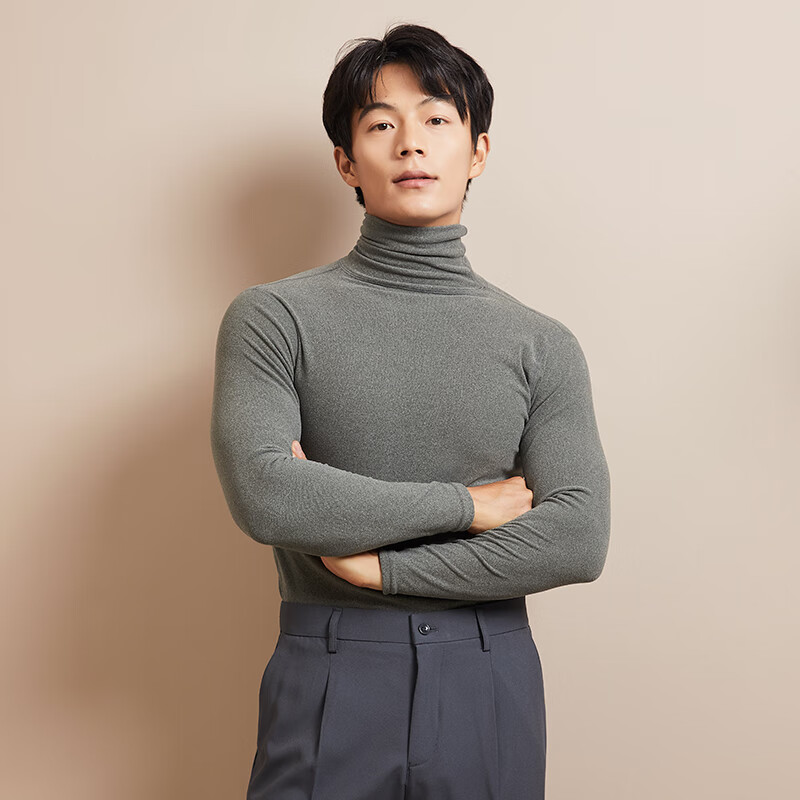 Langsha Men's Slim Fit Turtleneck Base Shirt Autumn Winter New British Style Versatile High-End Youth Warm Thermal Top