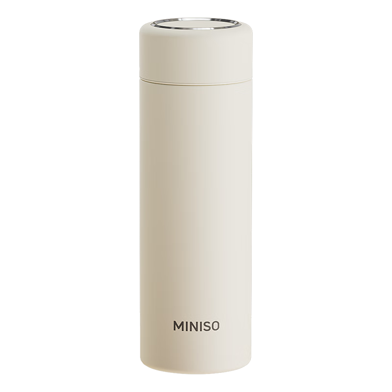 MINISO Insulated Mug, Large Capacity, Stylish Design for Women And Men, 316L Stainless Steel, Portable Tea Infuser for Students, Water Bottle, Snow White Color