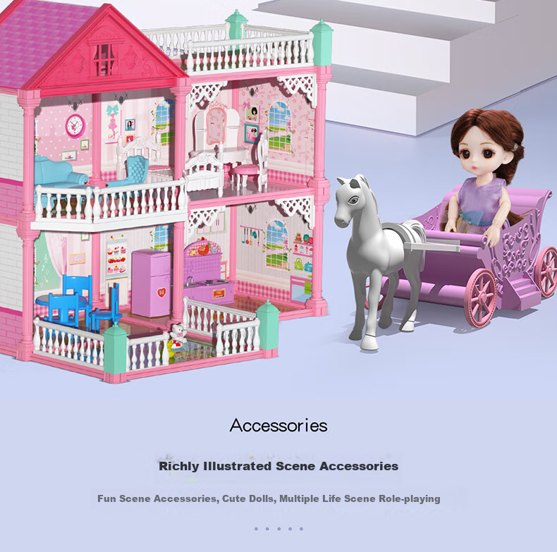 Guou Toy, Girls' Dollhouse, Dress-Up Playset, Princess Castle Gift Box, Children's Birthday Present 8