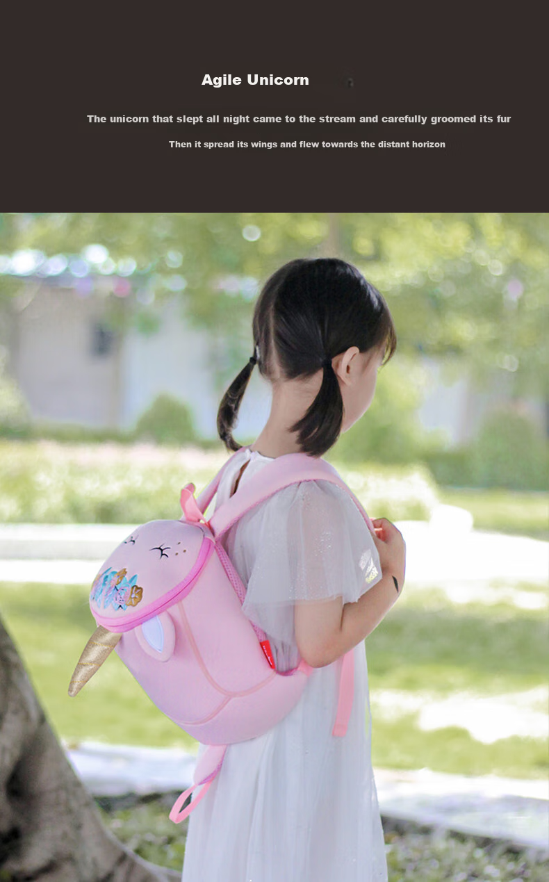 NOHOO Children's Backpack for Boys And Girls, Kindergarten Cartoon Animal Anti-Lost Strap Small Bag, Lion Small Size 3