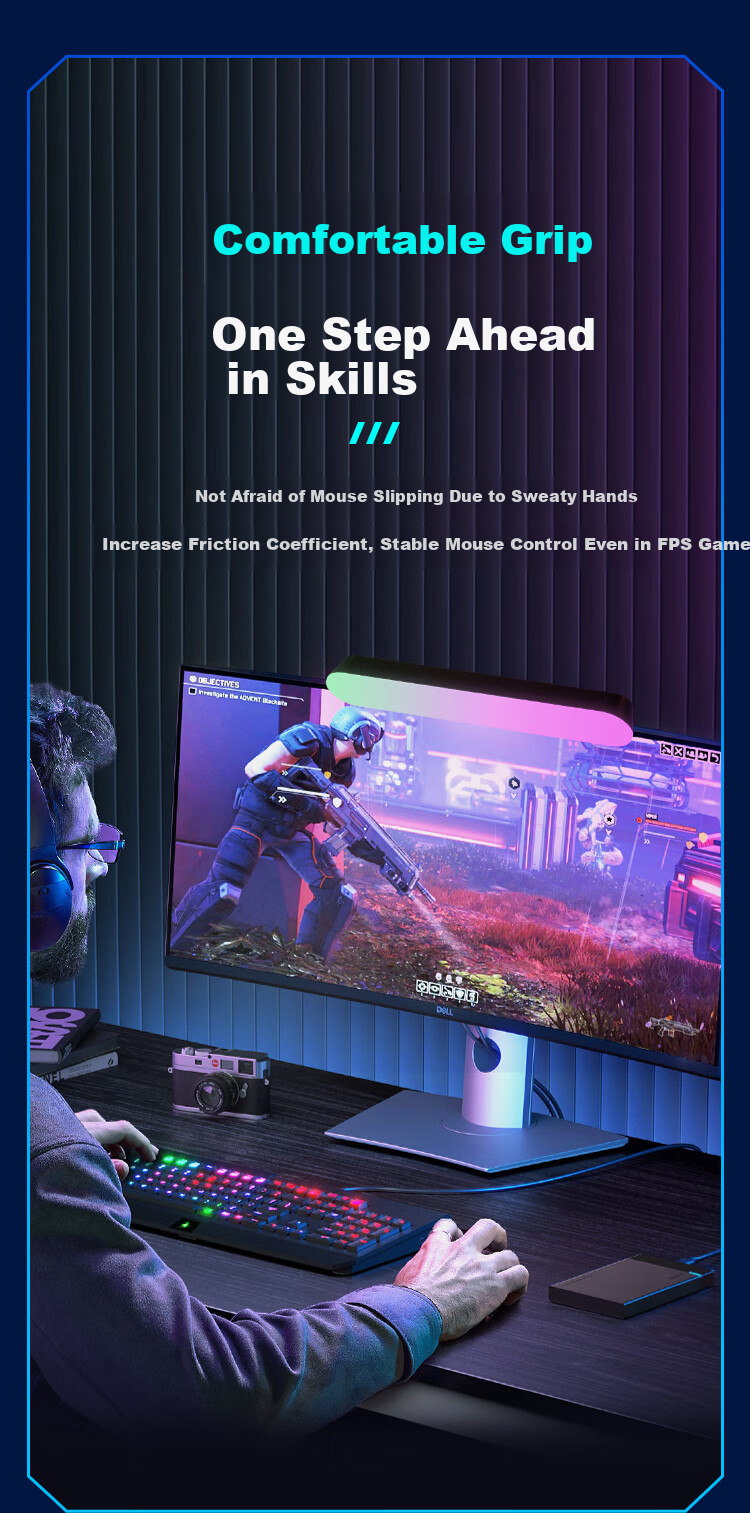 NVV Suitable for Yanji V3pro Professional Edition Mouse Sticker, Sweat-Absorbing Anti-Slip Sticker, Scratch-Resistant Gaming Wireless Mouse Pad, Matte Sweat-Proof M-X Yanji V3PRO Black Gold 6