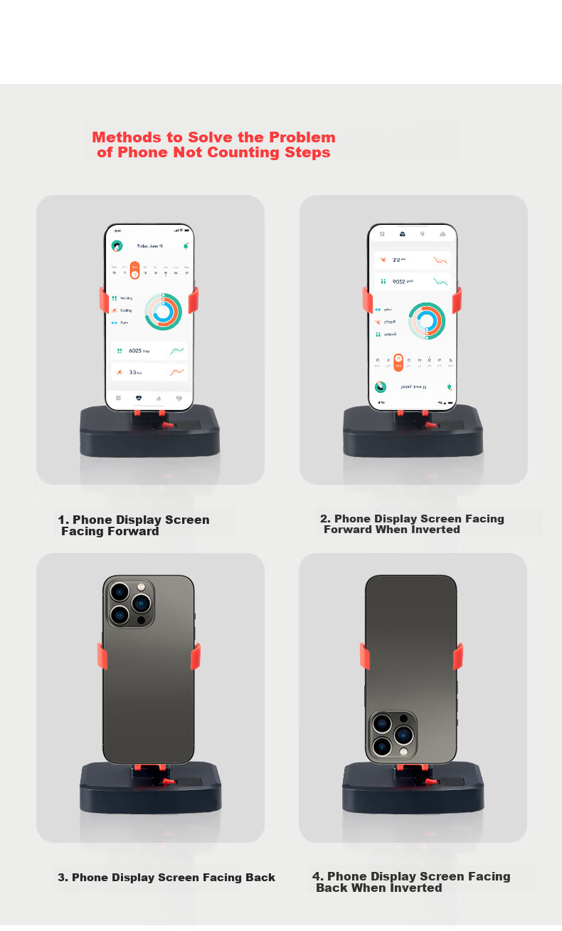 Etravel Creative Gift, Mobile Phone Step Counter, Automatic Walking And Running Step Counter with Dual Power Options (Battery And Plug-In), Black 5