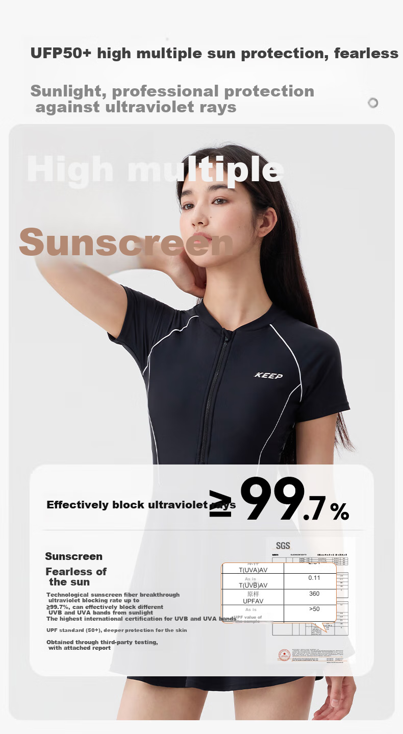 Keep One-Piece Swimsuit Dress for Women, Professional Conservative Plus Size Hot Spring Swimwear 599 Black XXXL 5