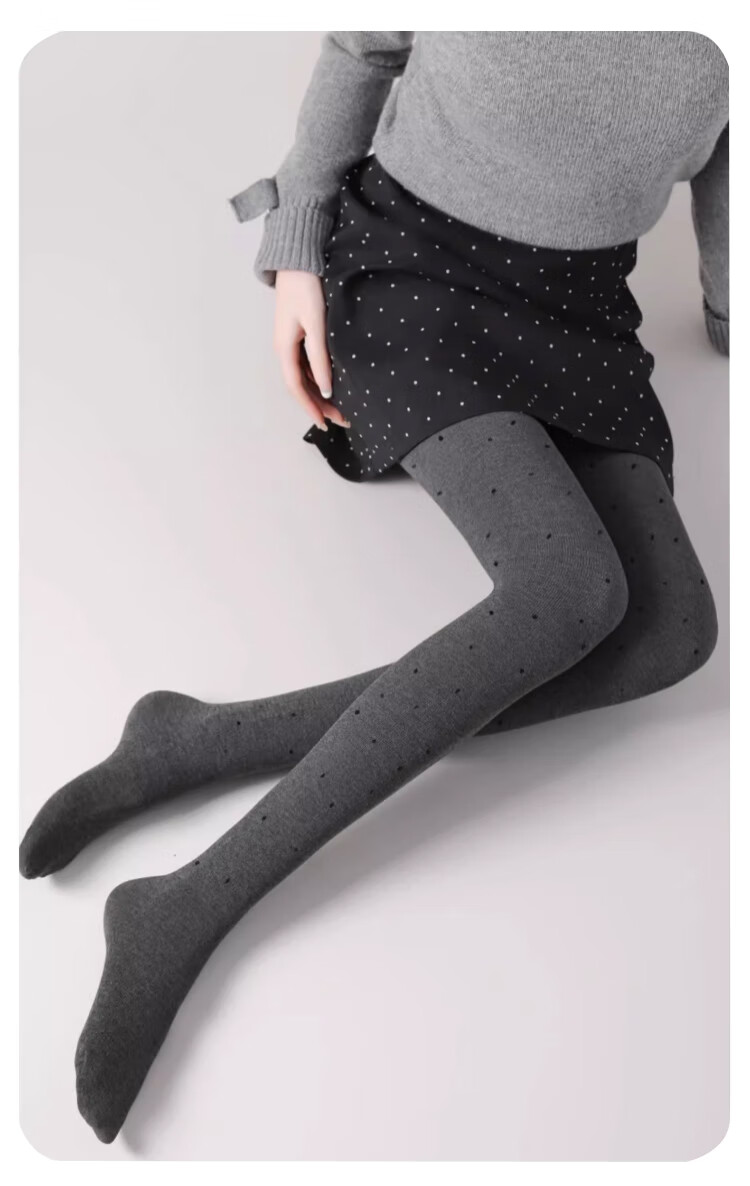 XUEXIMAN Gray Polka Dot Tights for Women Autumn Thin Thickened Leggings Vertical Stripe Pressure Slimming Pantyhose 5