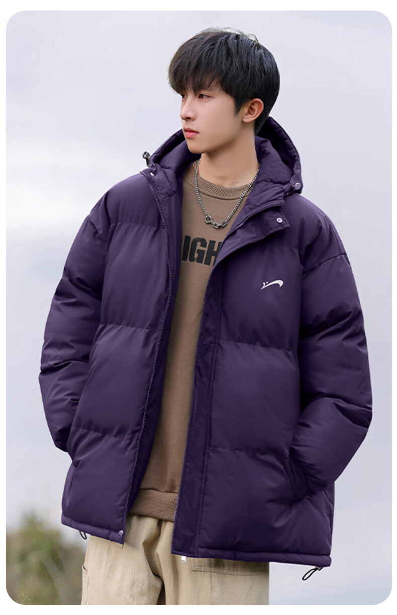 Guirenniao Autumn Winter Men's Hooded Cotton Padded Jacket Thickened Warm Windproof Coat Gray Green 2XL 9