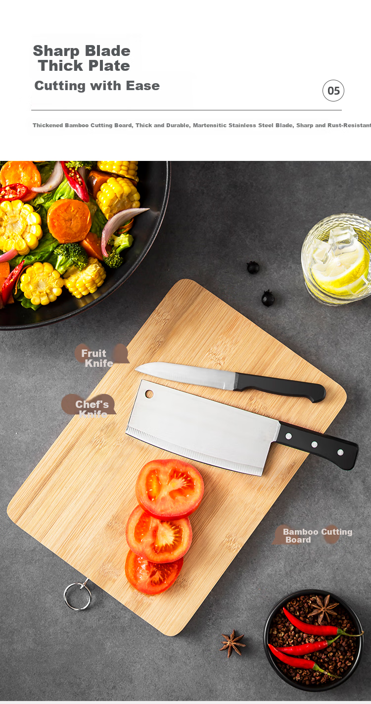 MAXCOOK Cookware Set Including Wok, Cutting Board, Chef's Knife, Fruit Knife, Scissors, Wooden Spatula, Spoon, Rice Spoon, 8-Piece Kitchen Utensil Set MCTZ005 7