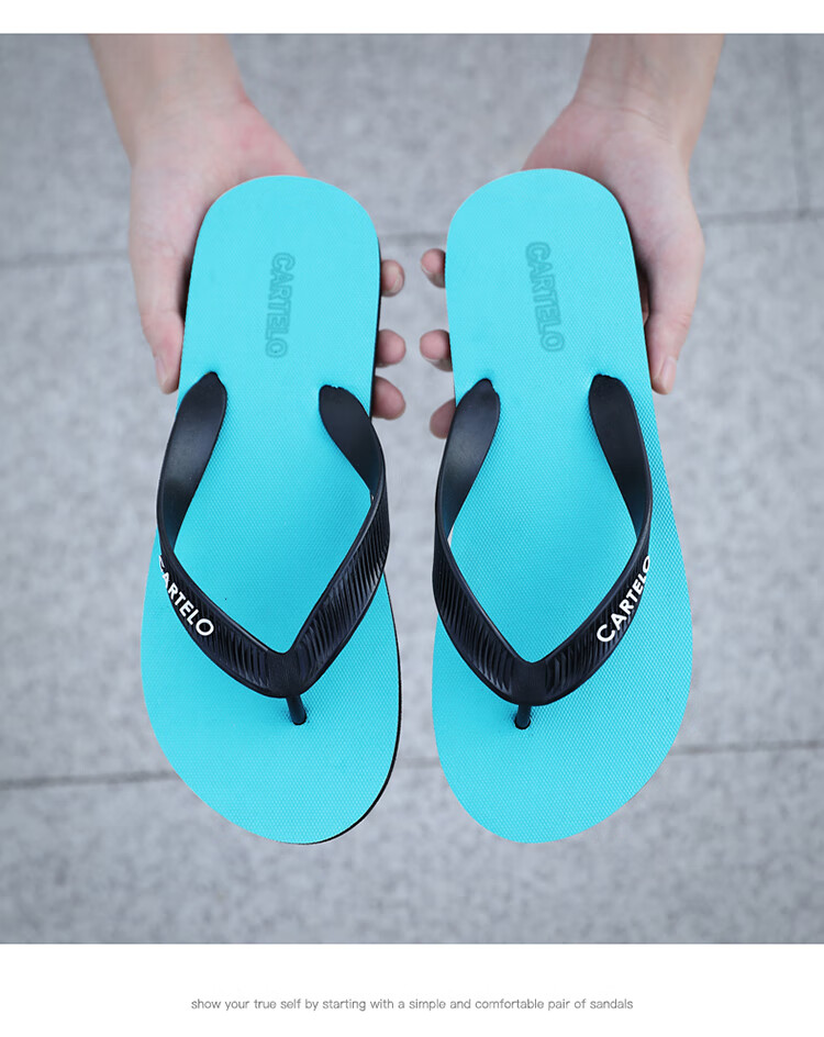 CARTELO Men's New Summer Herringbone Flip Flops Soft Sole Beach Outdoor Indoor Fashion Breathable Toe Post Sandals 15
