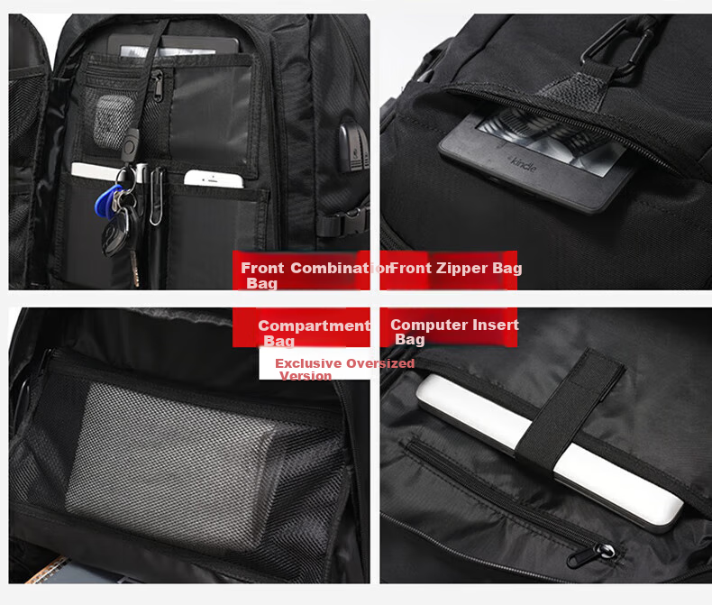 Huili Backpack for Men, Extra Large Capacity Travel Bag, Casual Outdoor Self-Driving Business Trip Luggage Hiking Bag, Student Schoolbag 9