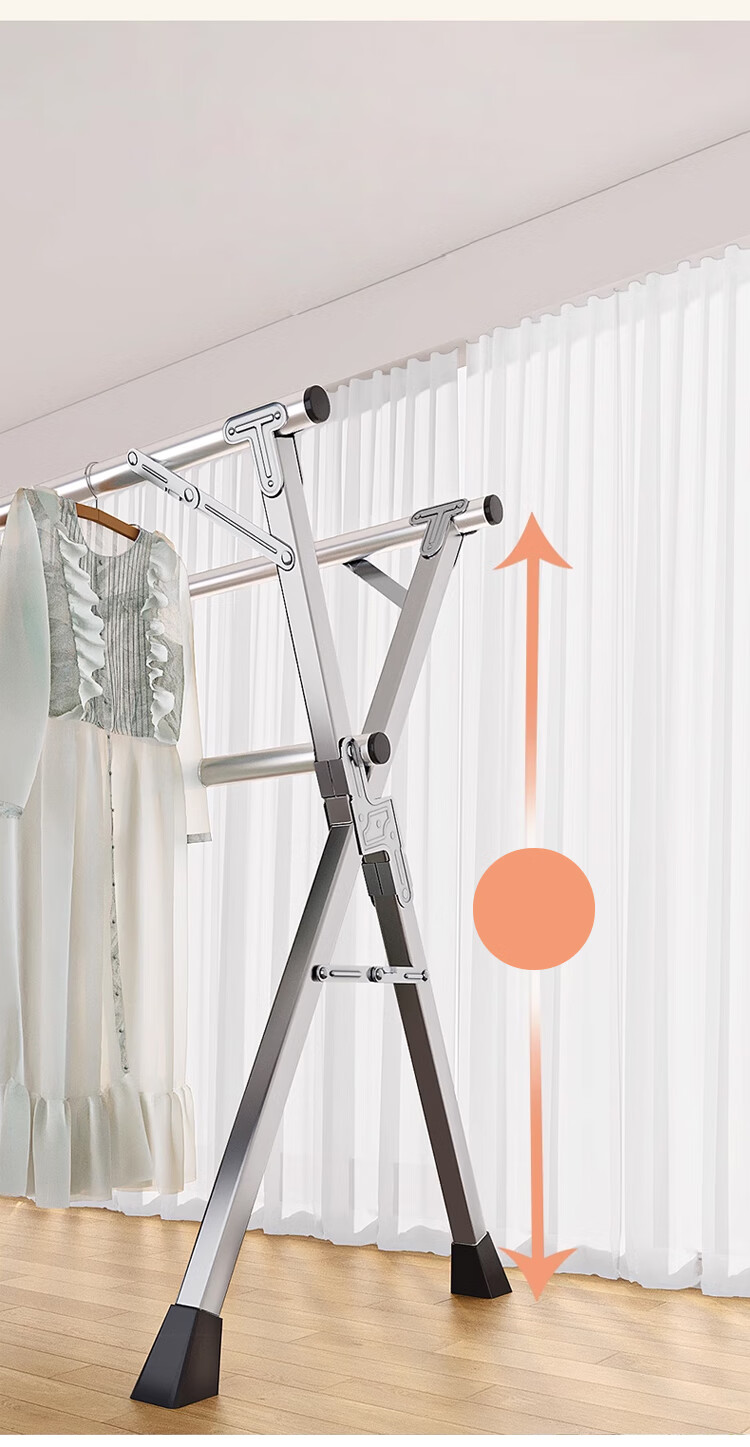 Huakaizhixing Foldable Clothes Drying Rack, Stainless Steel Retractable Clothes Hanger for Balcony, YJ67 Three-Rod with Wheels, 2.0 Meters 7