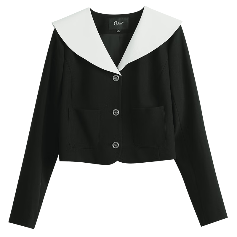 Olrain Eurielle Black Chic Short Jacket Women's Autumn New Elegant Top Coat (Second Batch) XL