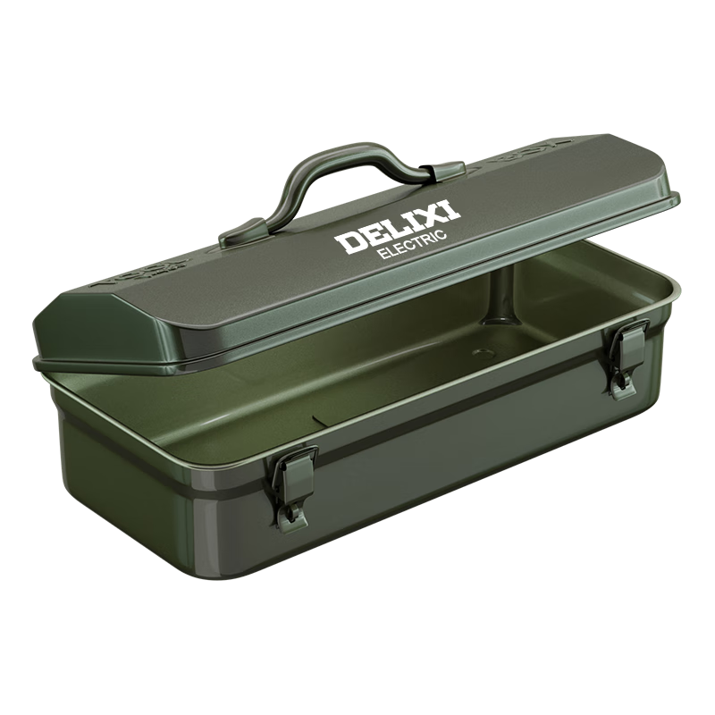 DELIXI Multifunctional Household Hardware Toolbox Industrial Grade Thickened Metal Auto Repair Tool Case