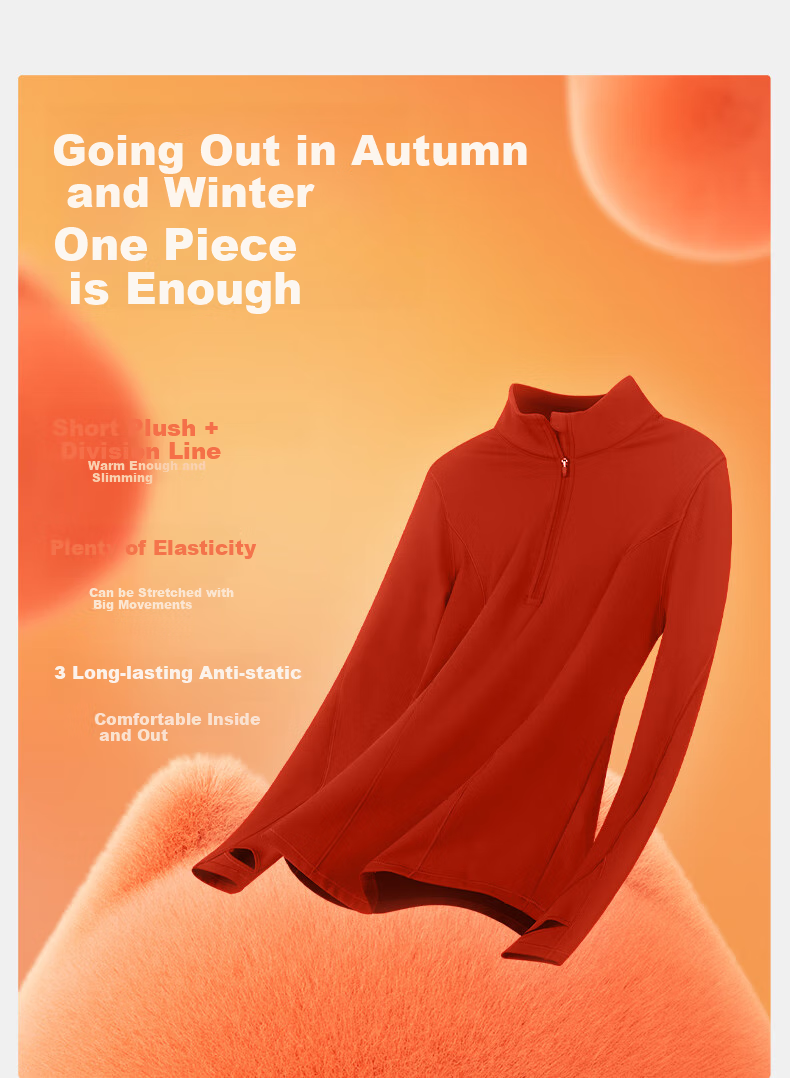 VFU Meowmei Rong Sports Top for Women, Half-Zip Fitness Wear, Autumn And Winter Fleece-Lined Yoga Outfit, Light Cyan Blue, XL 9