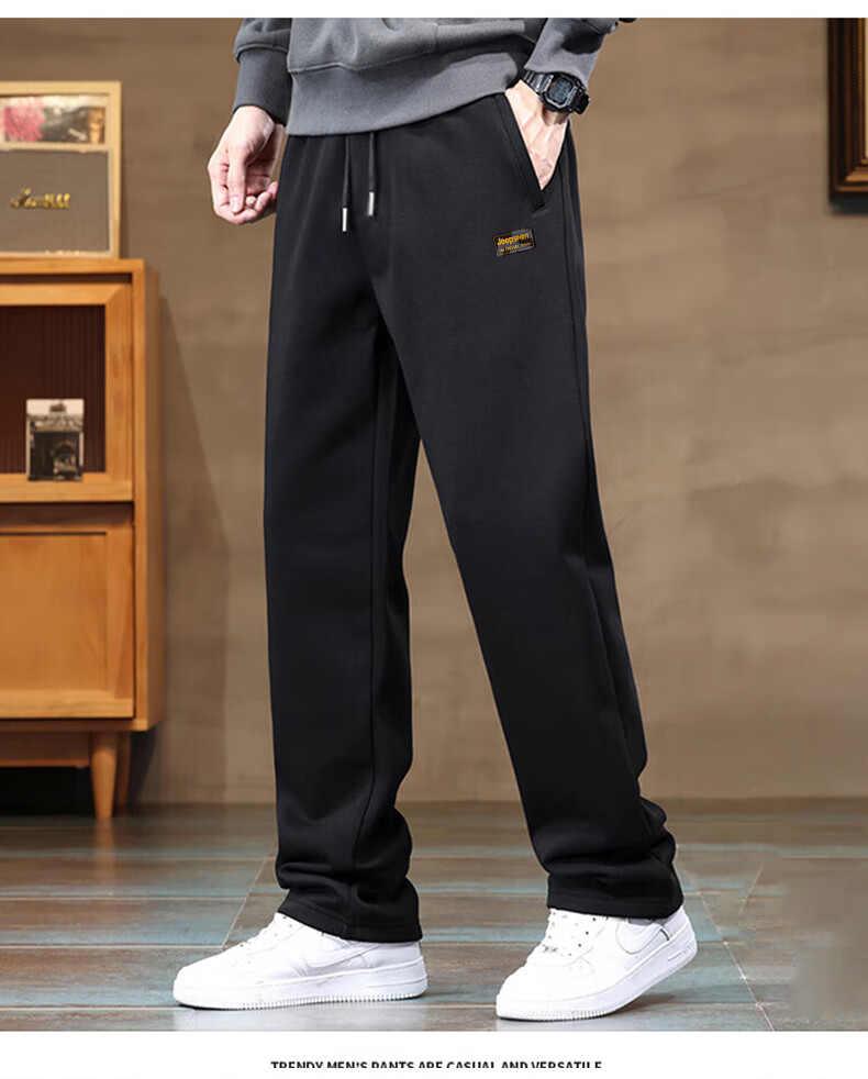 JEEP SPIRIT Men's Casual Pants, Loose Drawstring Straight-Leg Trousers, Spring Sweatpants, Versatile Outdoor Long Pants for Men, XL Size 2