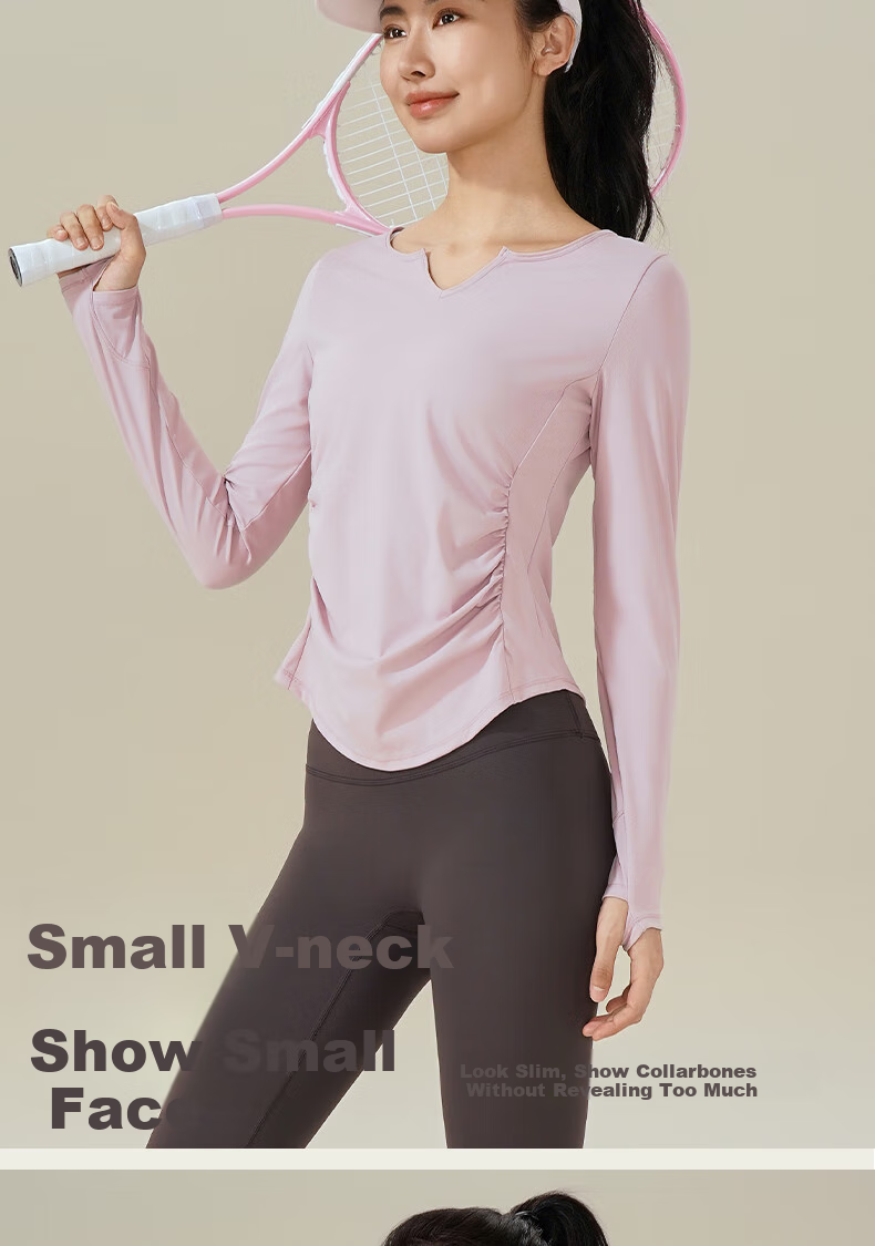 Ziyouxi Yoga Wear for Women, Spring And Autumn Quick-Dry Sports Fitness Top T-Shirt, Pilates Dance Training Long-Sleeve Cover-Up 5