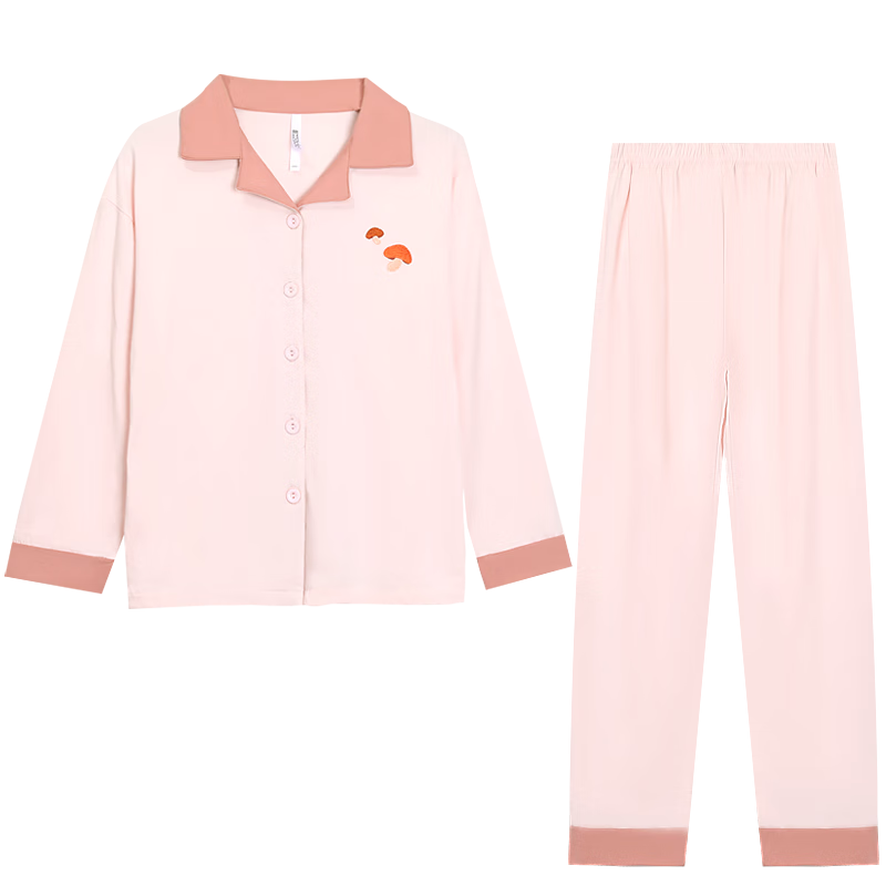 Hodohome Children's Pajamas Girls' Class A Pure Cotton Loungewear Girls' Color Block Cartoon Long-Sleeve Cardigan Set 502 150
