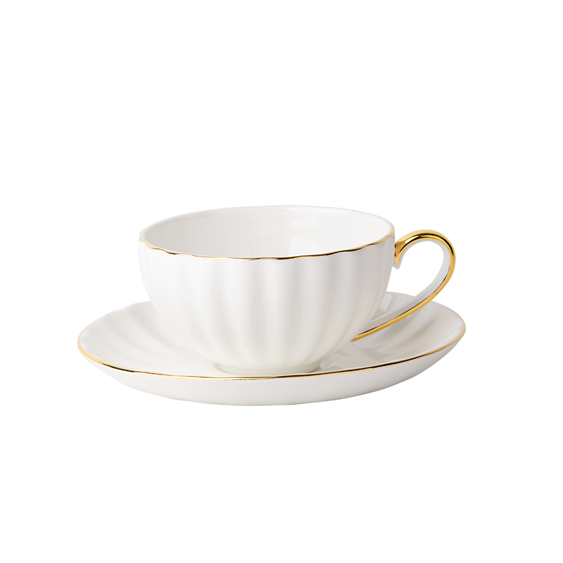 Youlaifu Coffee Cup Set, Bone China European Pumpkin-Shaped Cup And Saucer, Flower Tea Cup with Spoon, Afternoon Tea Set, Mid-Autumn Festival Gift