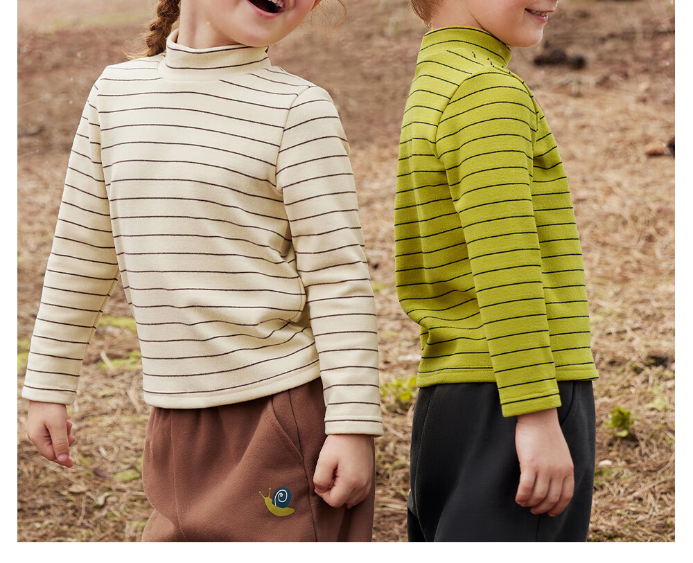 Beitais Kids Long Sleeve T-Shirt Spring and Autumn New Striped Boys and Girls Baby Mid-Neck Cotton Base Shirt 11