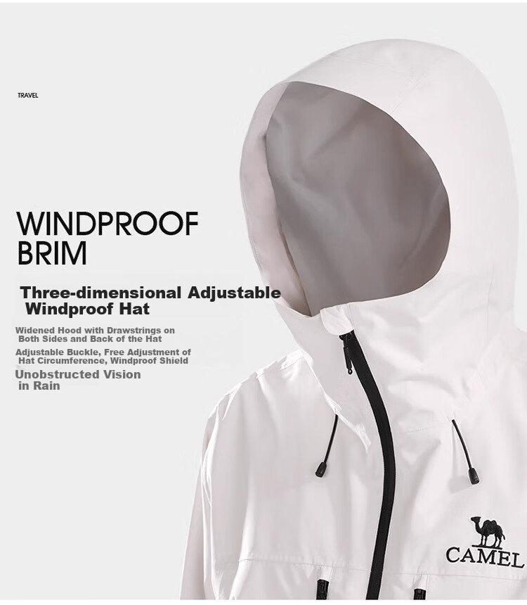 CAMEL Outdoor Waterproof Jacket Single-Layer Coat 31187A Phantom Black Ballet Pink Men's And Women's Style M 23