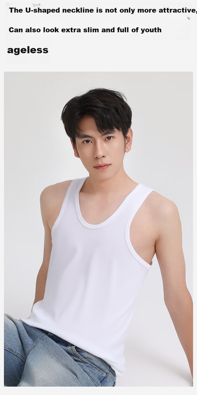 MiiOW 2-Pack 40s Combed Pure Cotton Men's Undershirt, Antibacterial Base Layer Tank Top T-Shirt, 1 White 1 Gray 2XL 8