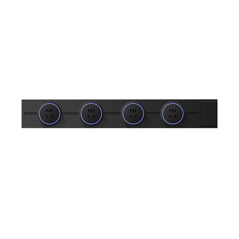 Guojidiangong Surface-Mounted Track Socket with Switch, 8KW High Power, No Drilling Required Installation, Kitchen Study Room Sliding Rail Socket 40cm Black, Power Strip, Sideboard, with Ambient Light