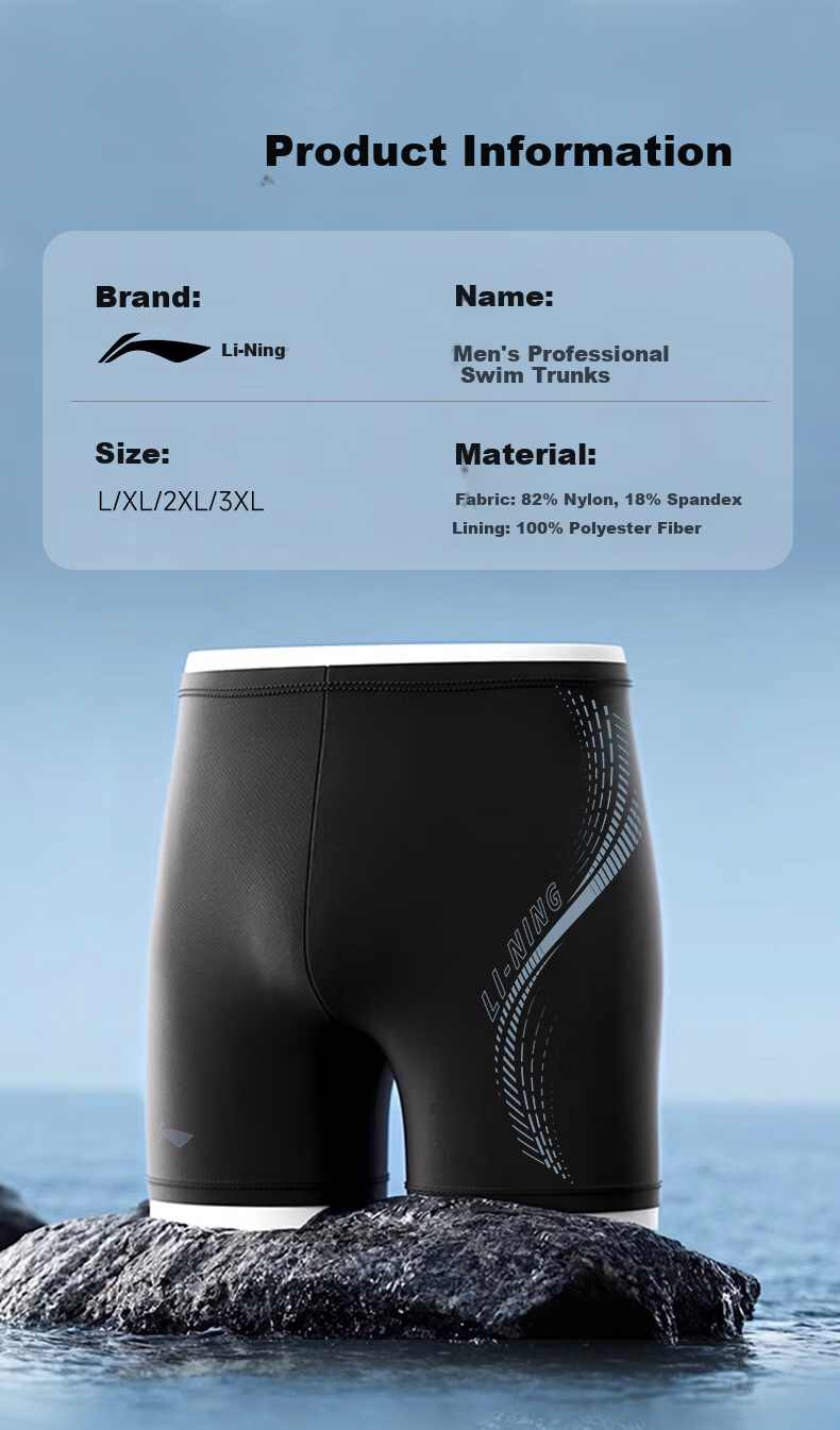 LI-NING Men's Quick-Dry Chlorine-Resistant Comfortable Swim Trunks for Hot Springs, Beach Vacation, and Professional Training 2