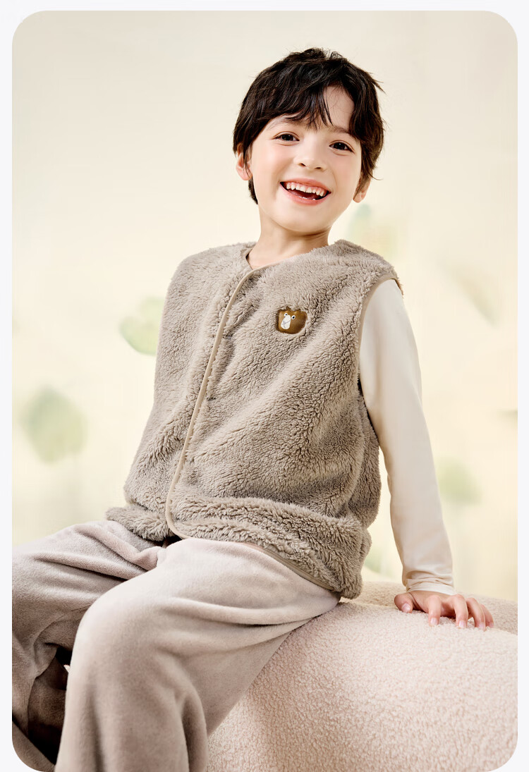 Minibala Antistatic Children's Warm Vest Unisex Baby Autumn Winter Double-Sided Coral Fleece Waistcoat 16