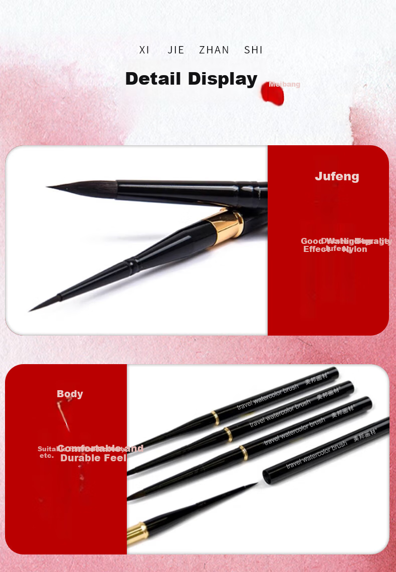 BGI-WAPM Black Swan Watercolor Brush Travel Set Digital Oil Line Pen Calligraphy Brush Portable Tool Gouache Brush Art-Specific Nylon Tip Watercolor Brush #2 Beauty Education Tool 5