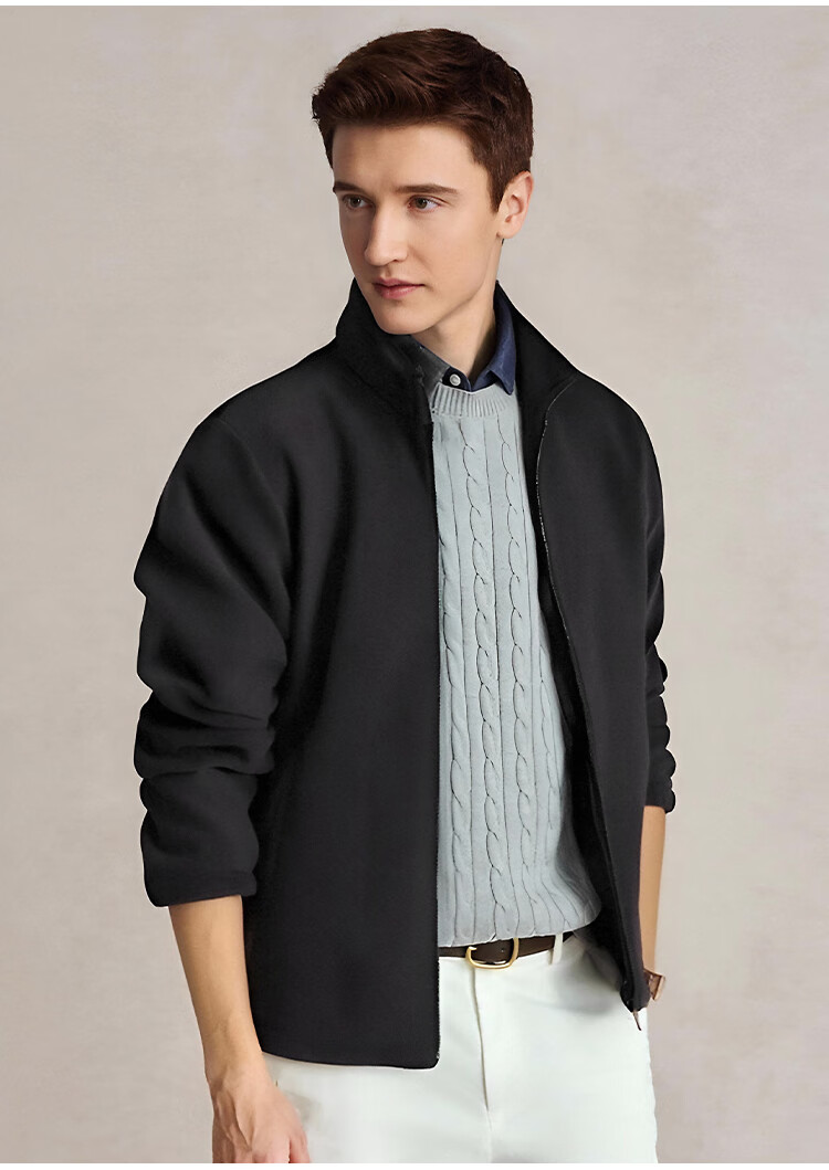 FIRS Heavyweight Thickened Autumn Winter Premium Polar Fleece Jacket Men Stand Collar Double-Sided Warm Business Casual Coat 2