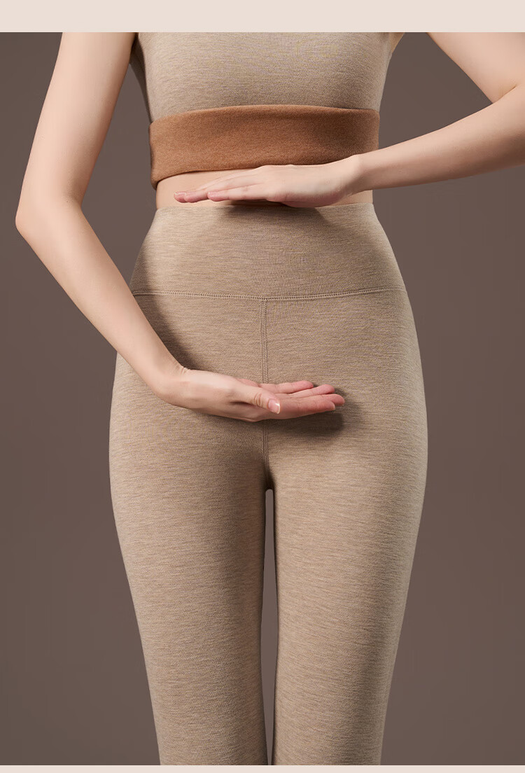 Tingmei 10A Antibacterial Camel Hair Silk Thermal Leggings Women High Waist Tummy Control Hip Lift Autumn Seamless Inner Outer Wear 12