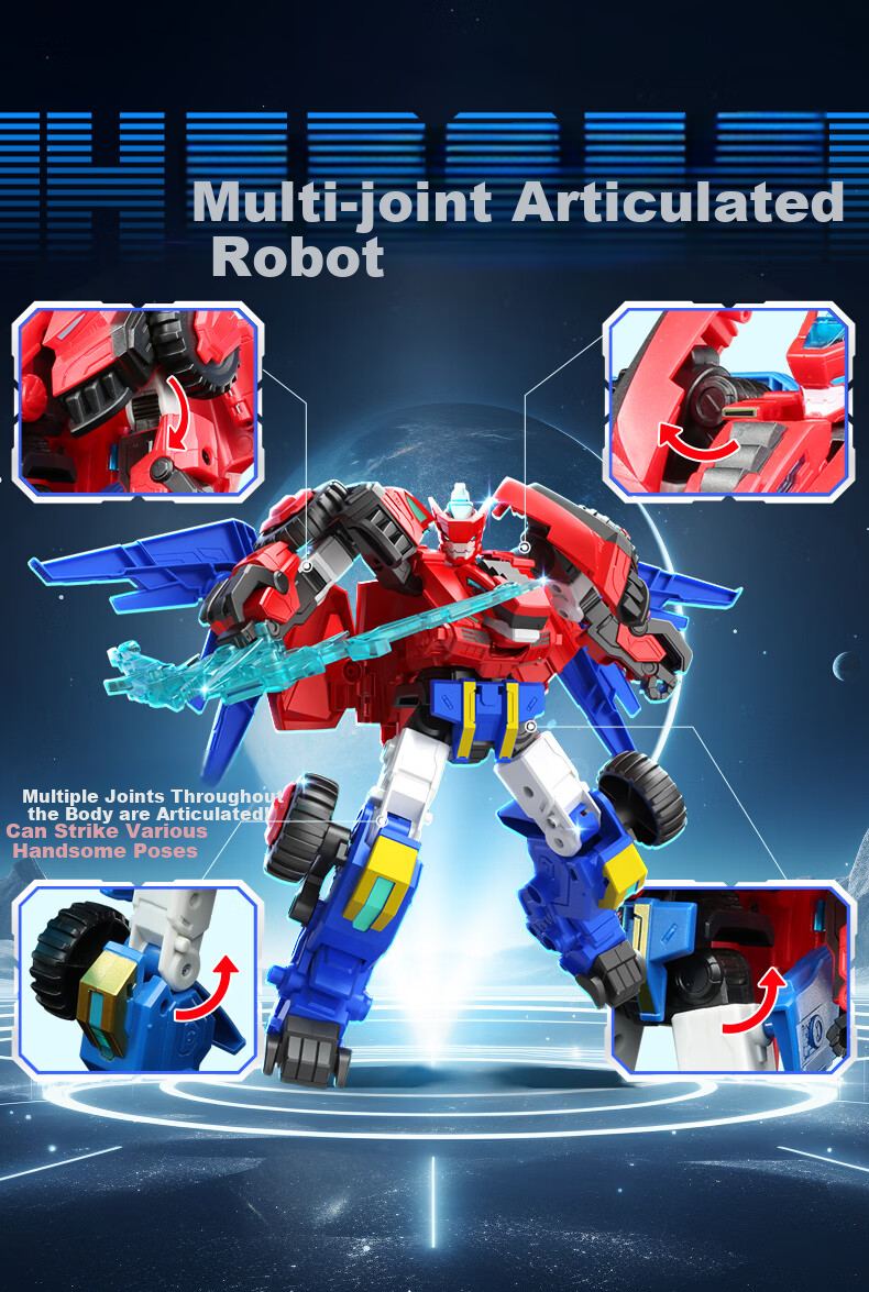 AULDEY Quantum Team Transforming Robot Single Unit Mecha Sonic Warrior, Children's Toy, Gift for Kids 8