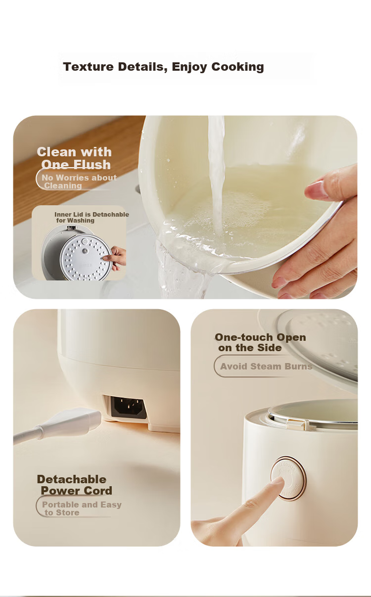 Bear Rice Cooker for 2-3 People, Ceramic Non-Stick Electric Rice Cooker, One-Button Quick Cooking, Smart Reservation, Wear-Resistant, Multi-Functional Rice Cooker Upgraded Version 3L DFB-C30L3 13