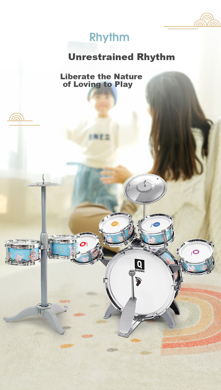 QIAO WA BAO BEI Kids Drum Set Children's Gift Toy for Ages 1-5 Birthday Present for Boys and Girls Early Education New Year Toy 7