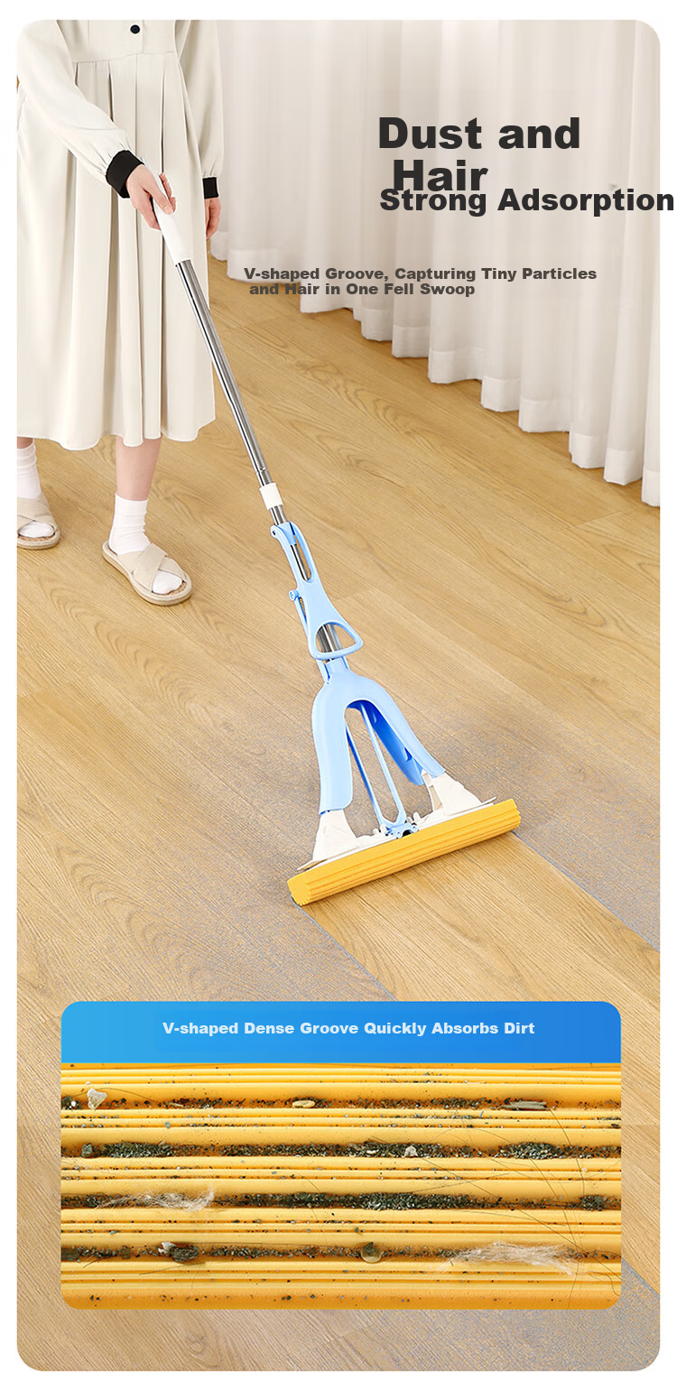 MARYYA Large Sponge Mop, 38cm with Two Heads, Extended Handle, Absorbent Sponge, Household All-In No-Hand Cleaning, 2026 Floor Mopping Cloth 9