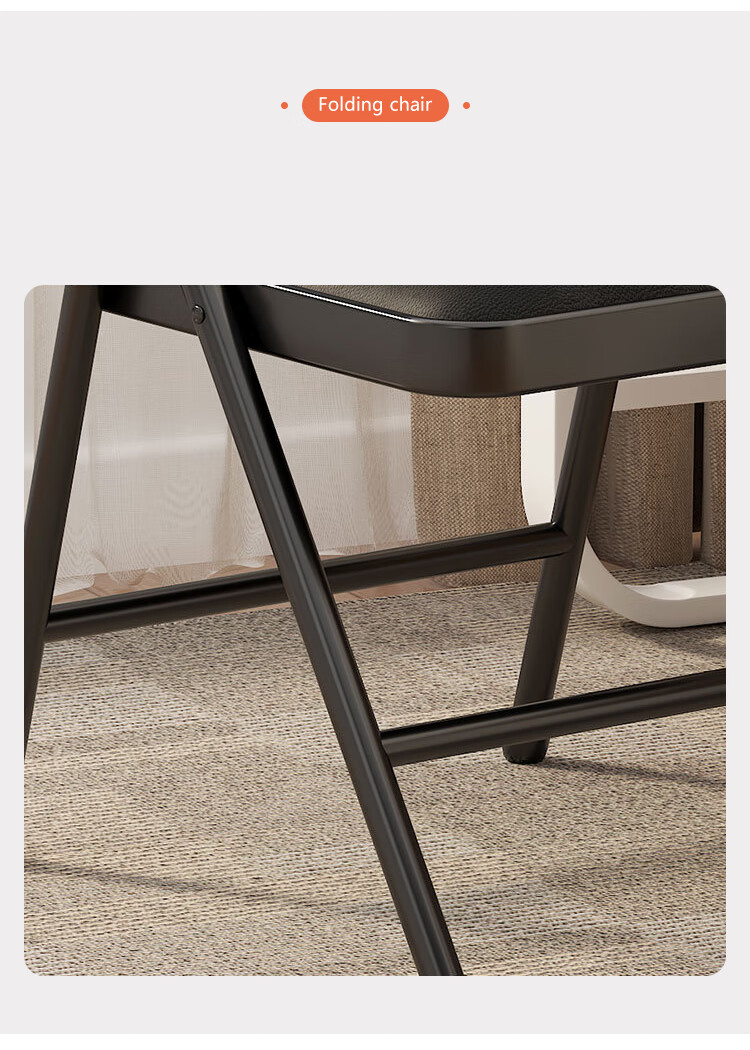 Annafu Simple Folding Chair Conference Chair Backrest Chair Computer Chair Office Chair Portable Dorm Chair ZY31 Black Frame Black Leather 9