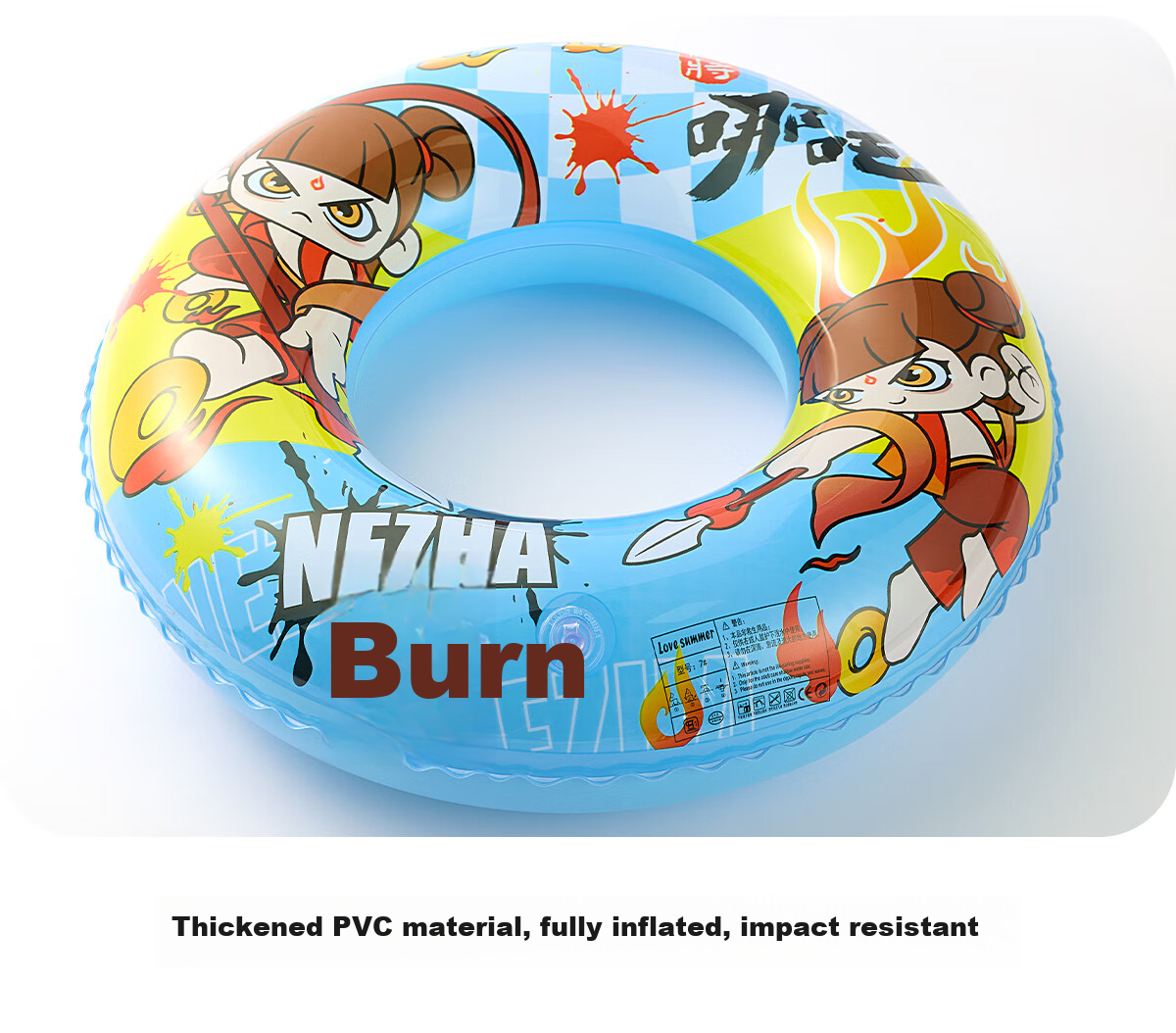 361° Children's Swim Ring, Cute Baby Underarm Thickened Inflatable Swimming Ring, Kids' Swimming Equipment, Nezha Blue 15