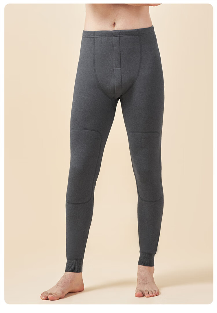 Me feeling Men's Thermal Pants Autumn Winter New Thickened Fleece Lined Wool Silk Knee Support Slim Fit Leggings Plus Size 2