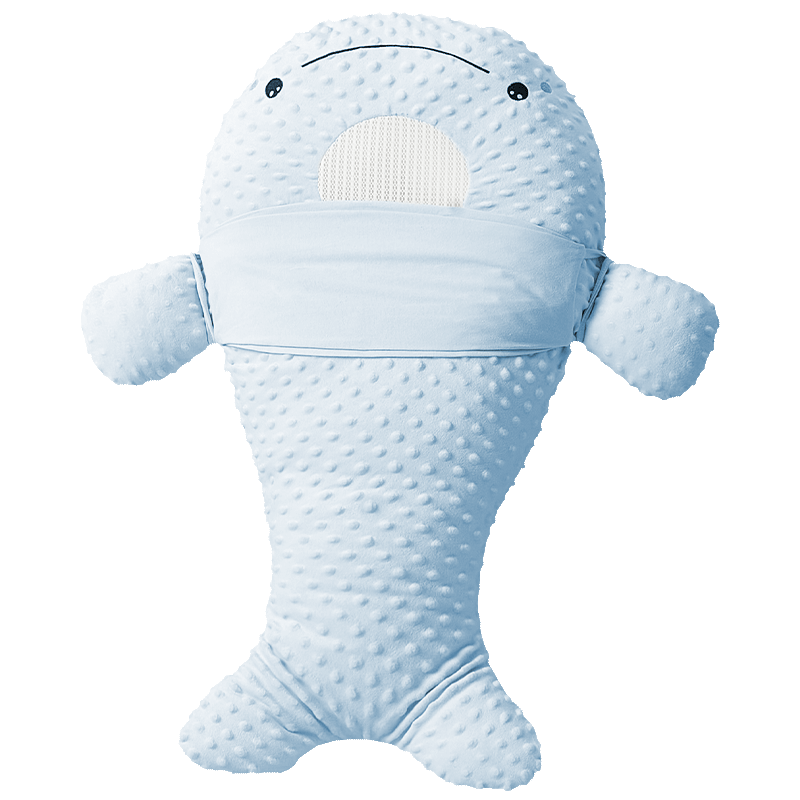 More Rabbit Big Blue Whale Baby Anti-Colic Gas Pillow Infant Tummy Sleep Pillow Airplane Hugging Pillow Soothing Sleep Aid