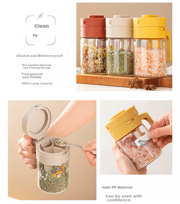 KATEI STORY Japanese Seasoning Storage Box, Countertop Spice Rack, Salt Container with Multiple Compartments, Kitchen Organizer for Home Use, Spice Storage Shelf 17