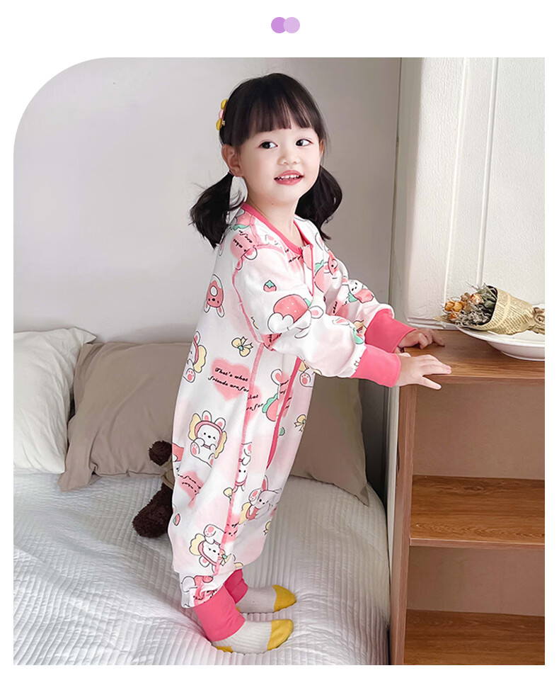 Zisehuayu [Class A] 100% Pure Cotton Children's Sleeping Bag One-Piece Pajamas Autumn Baby Anti-Kick Leg Sleeping Bag 110 6