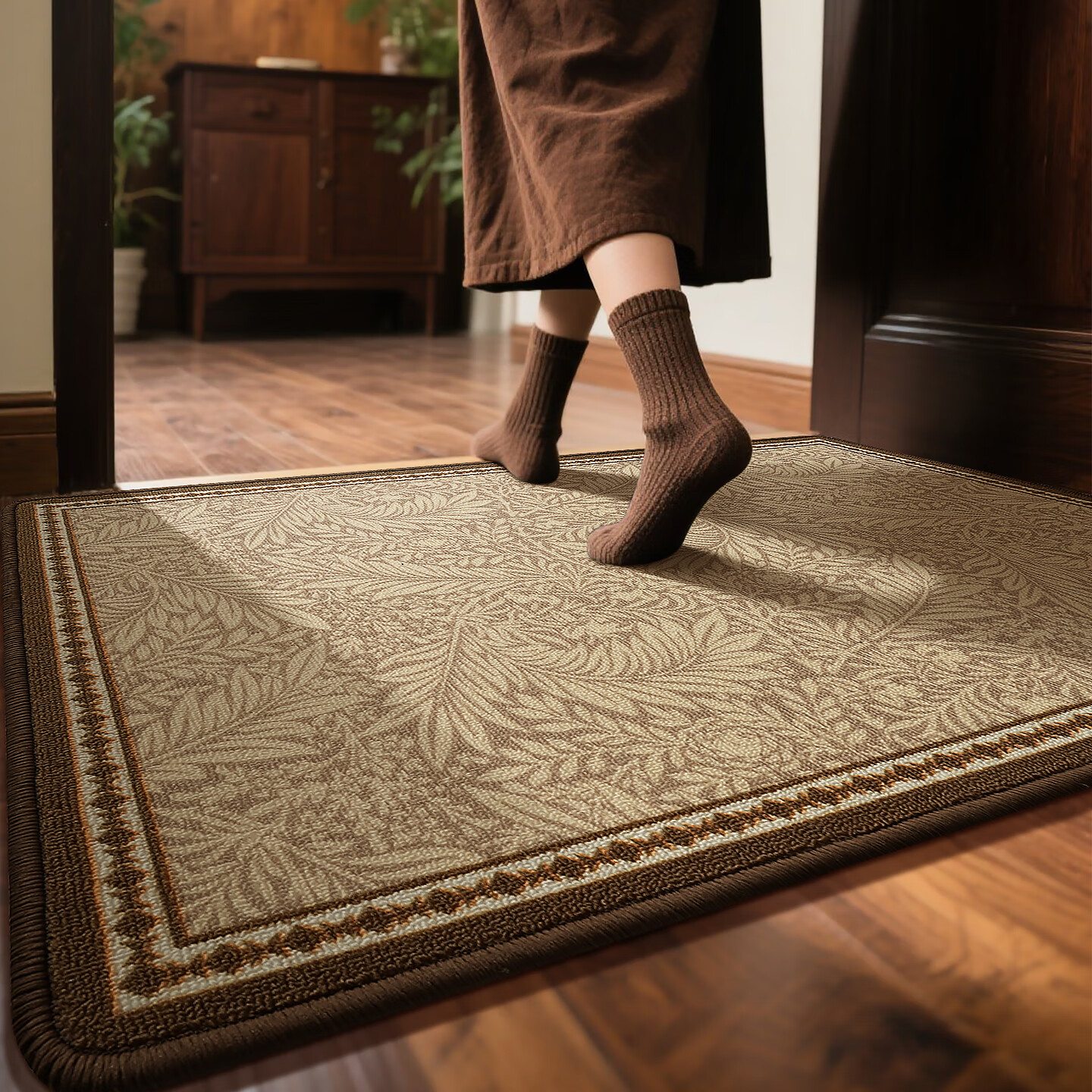 Huaxu Entrance Door Mat Floor Mat Home American Style Entryway Rug Thickened Wear-Resistant Non-Slip 60x90cm