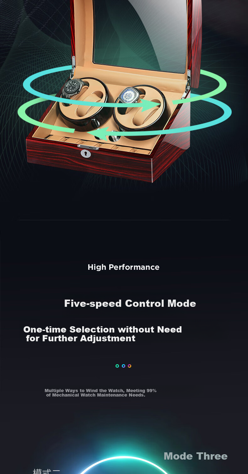 M&Q Watch Winder, Mechanical Watch Rotator, Watch Storage Box, Rotating Display Stand, Gift for Boyfriend, Girlfriend, Anniversary, Father's Day 6