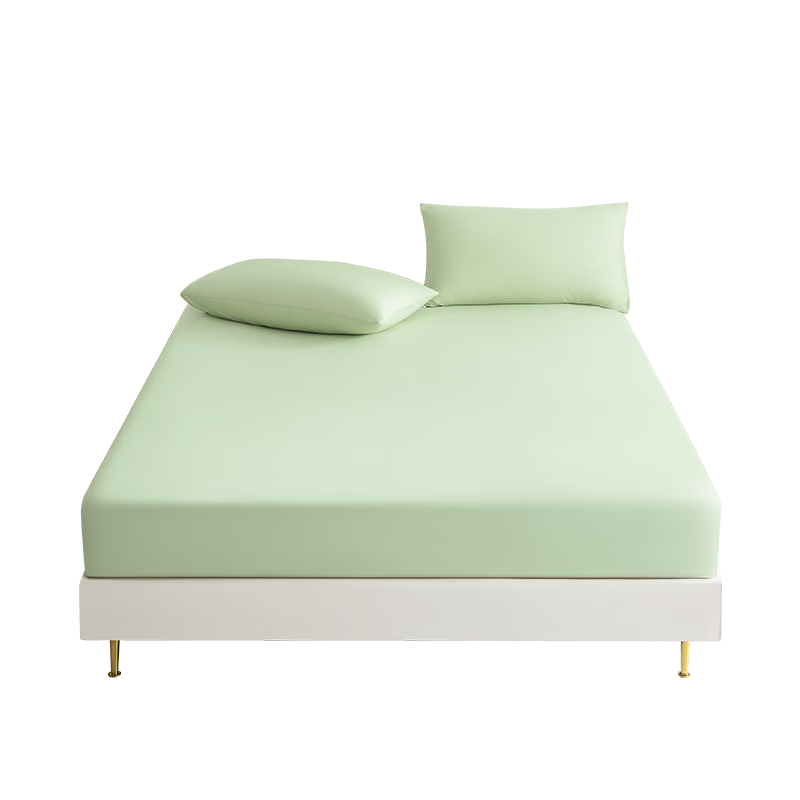 JD Original 40-Count High-Quality Pure Cotton Fitted Sheet, Class A Bare Sleeping All-Cotton Fully Enclosed Bed Cover Mattress Protector, for 1.5-Meter Bed, Lime Gree