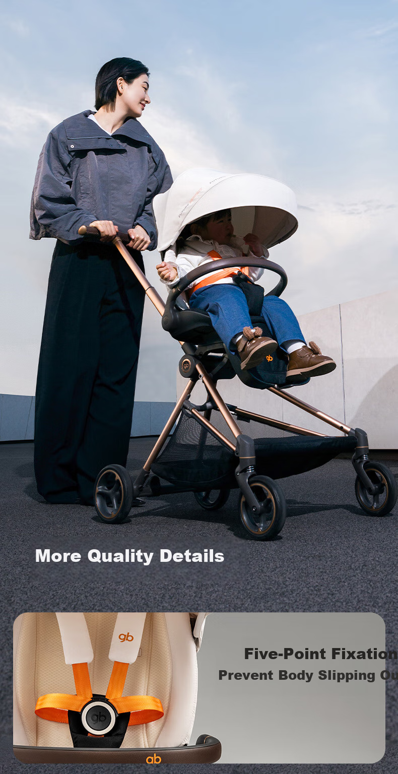 Gb Landing Stroller, Baby Carriage with Sitting And Reclining Options, Lightweight, Reversible, Cybex Frame, Suitable for Ages 0-3 11