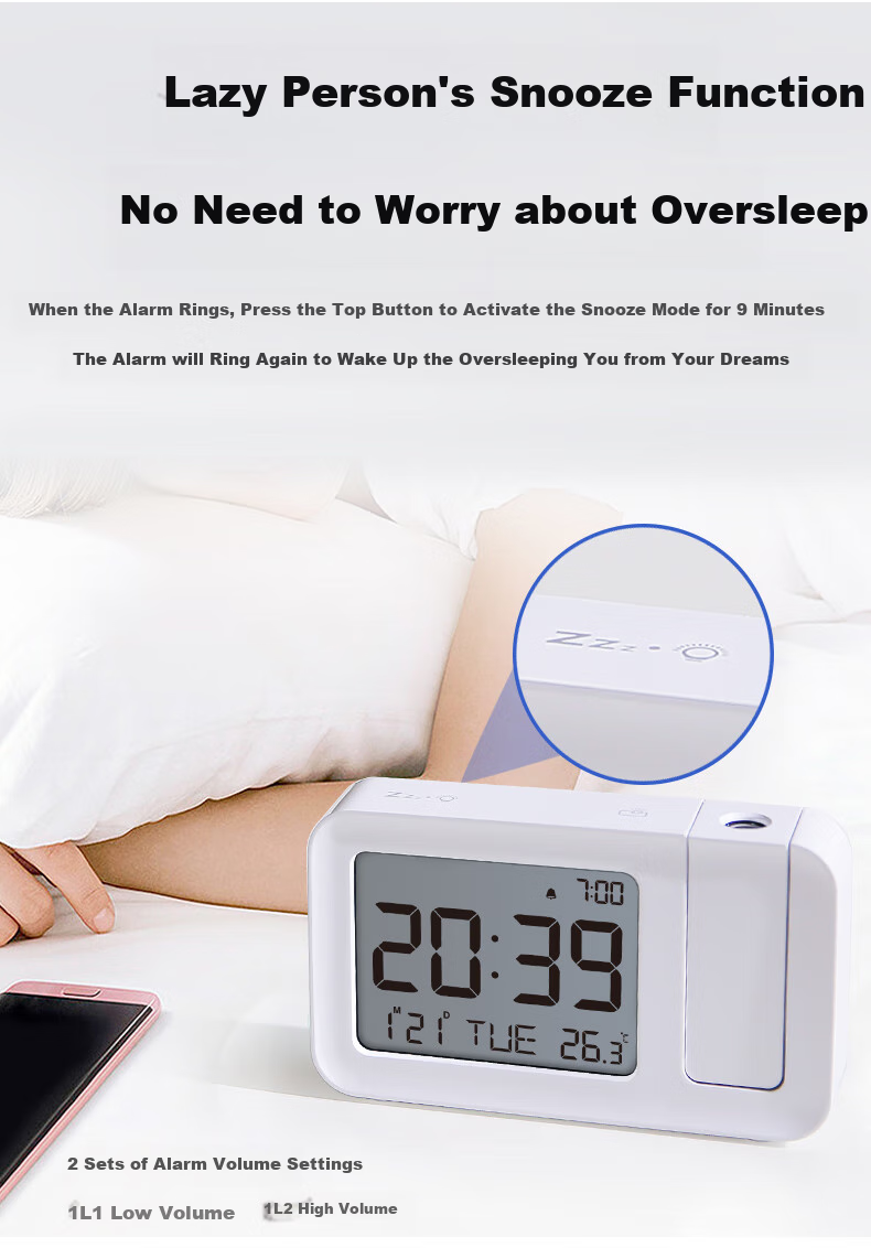 Hense Creative Projection Alarm Clock Bedside Electronic Clock Student-Specific Wake-Up Device Alarm Table Desktop Small Clock HA5235 9